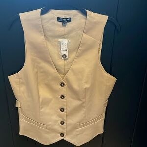 NWT JCrew khaki button down vneck vest. Size 12. Fits true to size